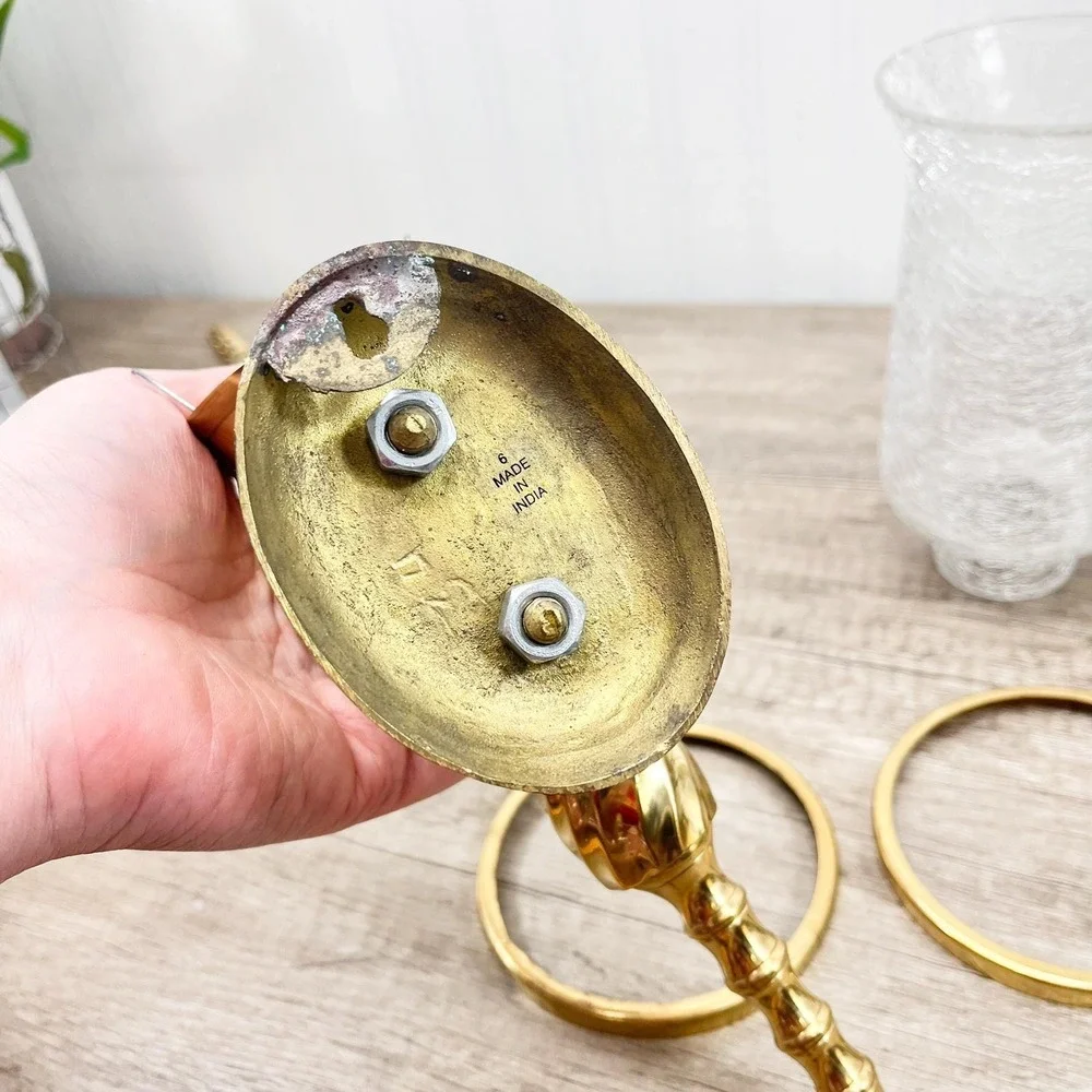 Vintage Brass Arm Wall Sconce Candle Holder Pair | Hollywood‎ Regency